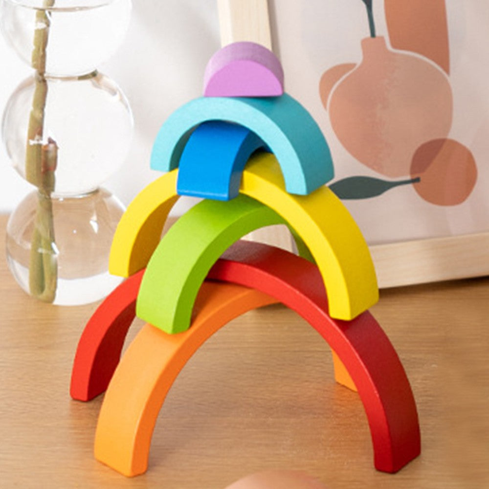 1 Set of Rainbow Stacker Nesting Puzzle Blocks Stacking Toys Kids Montessori Toys Rainbow Color