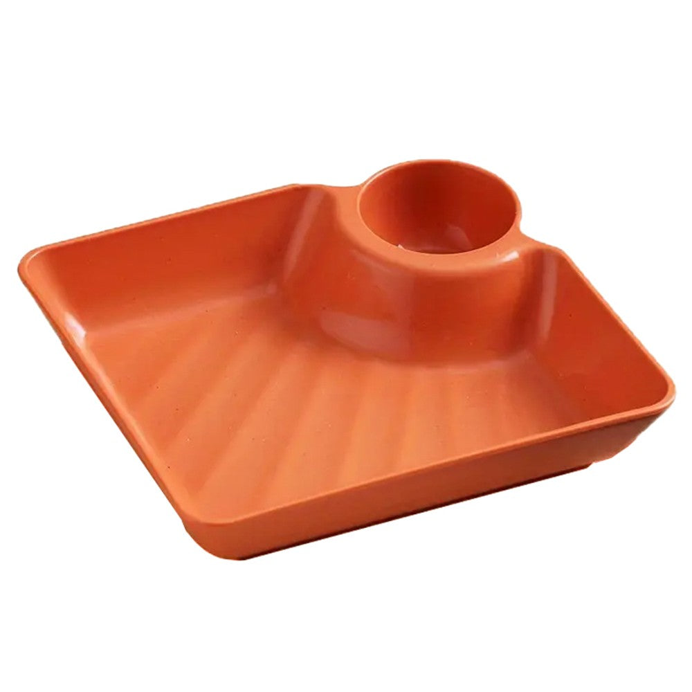 4Pcs Reusable Plastic Serving Platter Divided Snack Tray Dumpling Plate with Sauce Holder