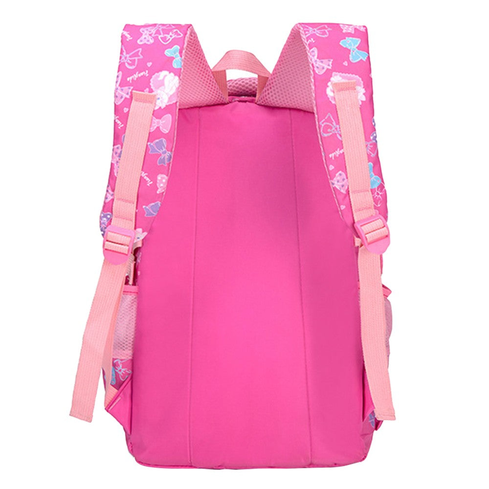 3-Piece Girls School Backpack Pencil Bag Kids School Bags Rose Red