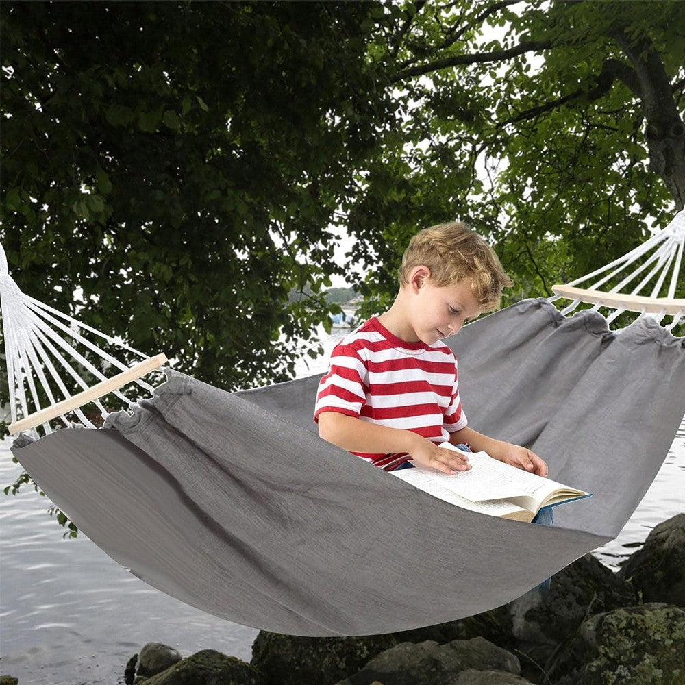 Camping Hammock Portable Outdoor Double Canvas Hammock with Storage Bag Grey