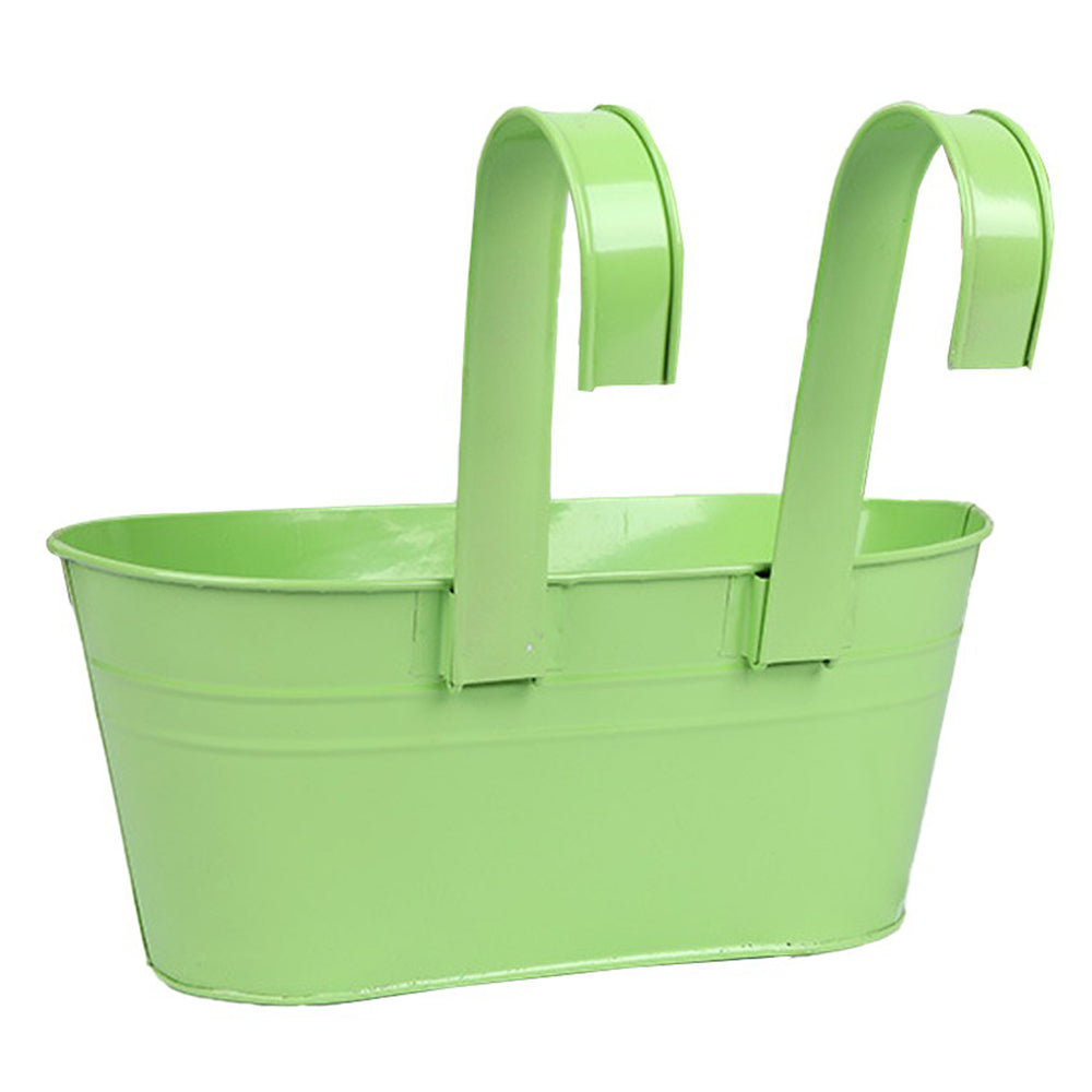 4Pcs Oval Metal Hanging Flower Pot Planter Flowerpot Bucket with Detachable Hook