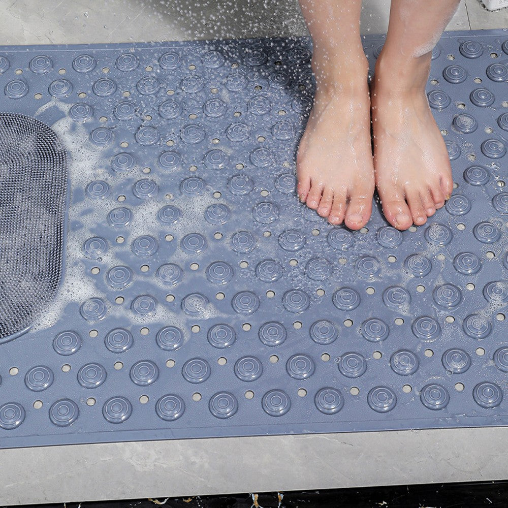 36x69cm Shower Mat Non-Slip Bathtub Mat Shower Foot Massage Mat with Drain Holes Grey