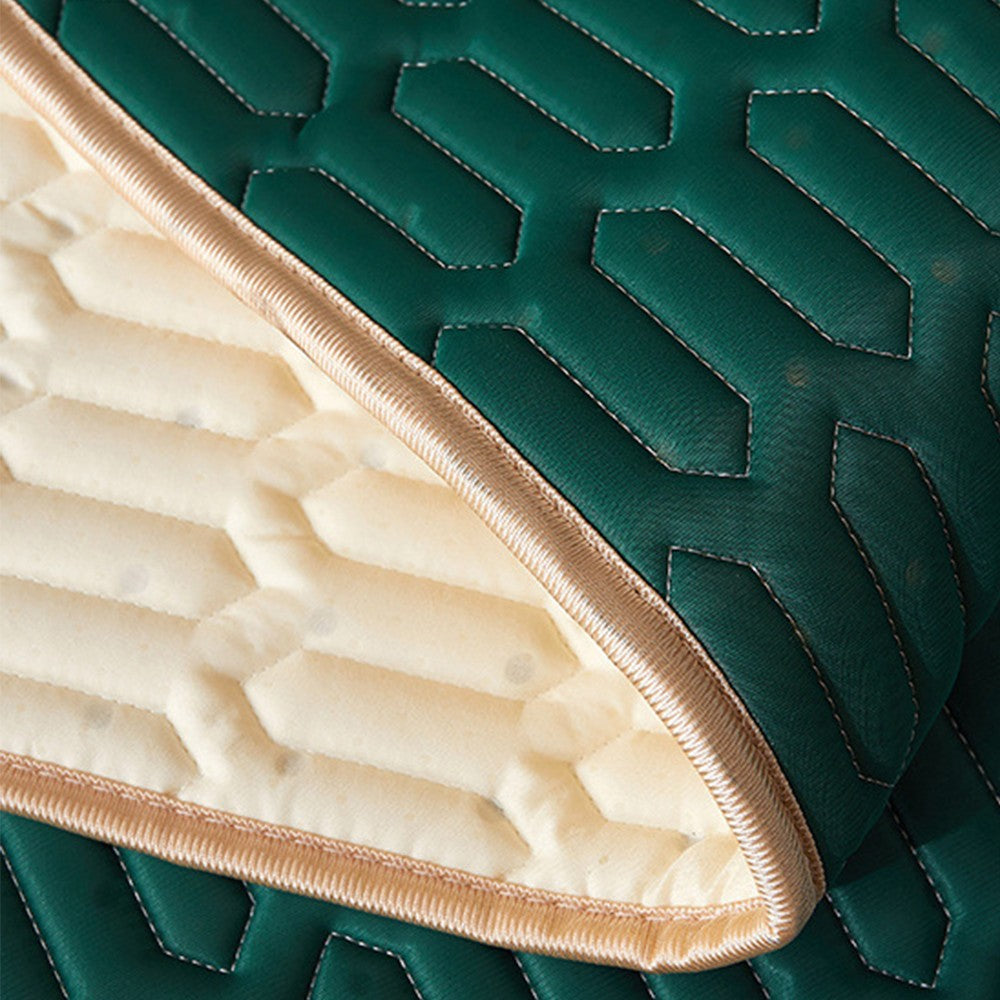 180x200cm Cooling Latex Mattress Pad Soft Cooling Bed Mat with 2 Pillowcases for Summer Green