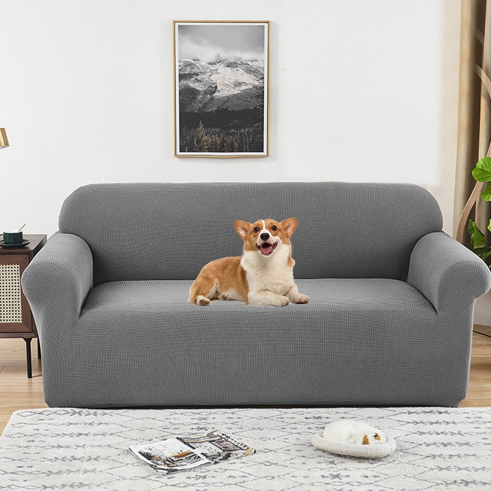 For 2-Seater Water-Repellent Sofa Cover Stretch Couch Cover Slipcover Furniture Protector Light Grey