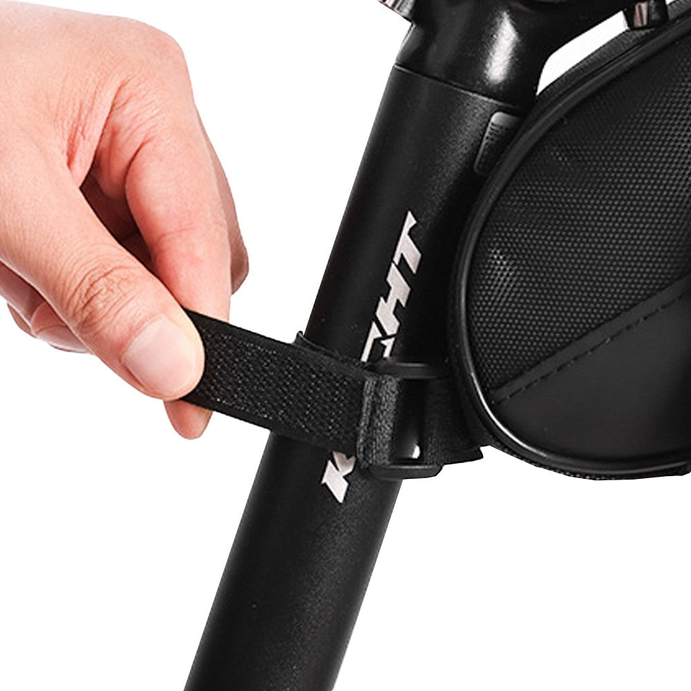 Bike Saddle Bag Bicycle Strap-On Saddle Bag Under Seat Cycling Bag with Reflective Strips Black