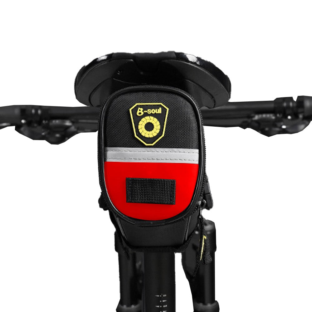 Bike Saddle Bag Bicycle Strap-On Saddle Bag Under Seat Cycling Bag with Reflective Strips Red