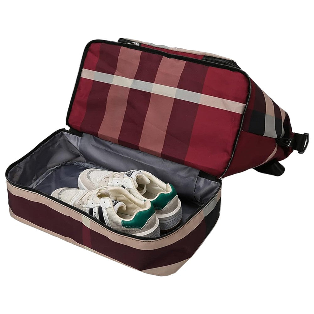 Travel Duffle Bag with Shoe Compartment Foldable Water-resistant Gym Bag Weekender Bag Red