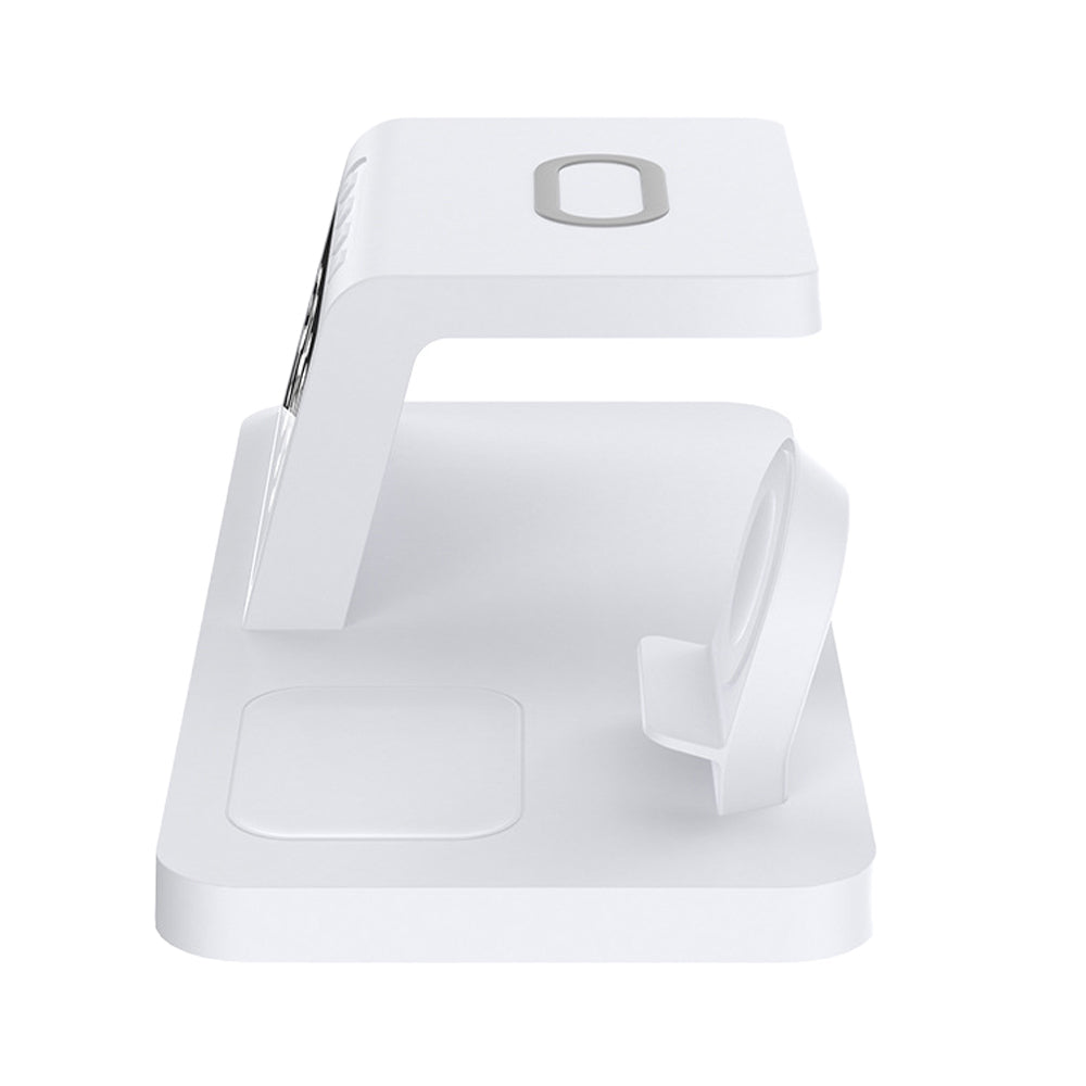 4 in 1 Wireless Charger Charging Station Clock Phone Charger Headphone Charger Watch Charger White