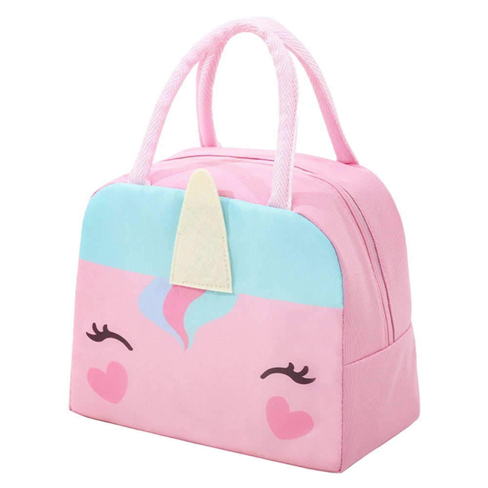 Kids Lunch Bag Cartoon Animal Insulated Lunch Box Tote Bag Reusable Picnic Bag Pink