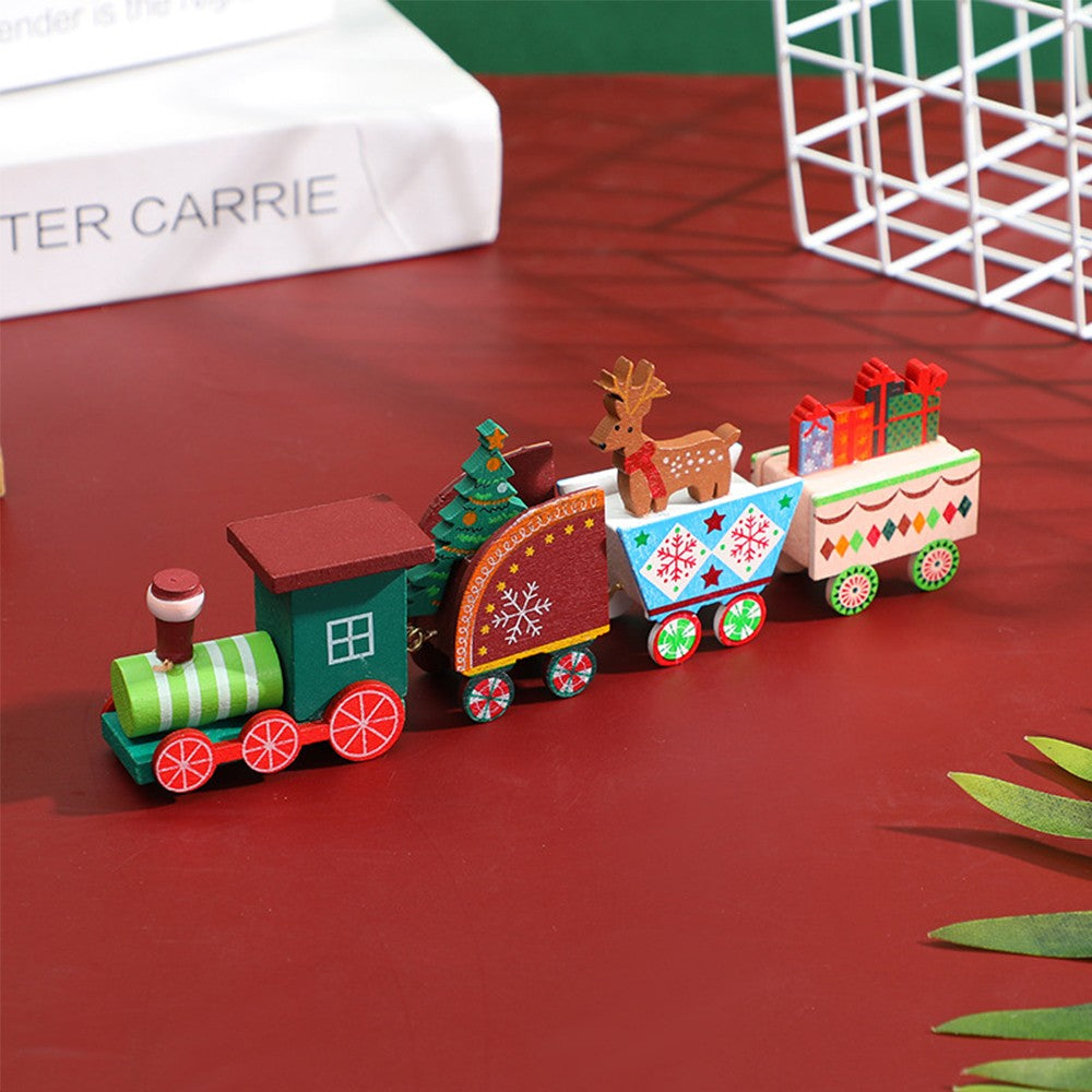 1 Set of Christmas Print Train Ornament Green Train Head Xmas Decor