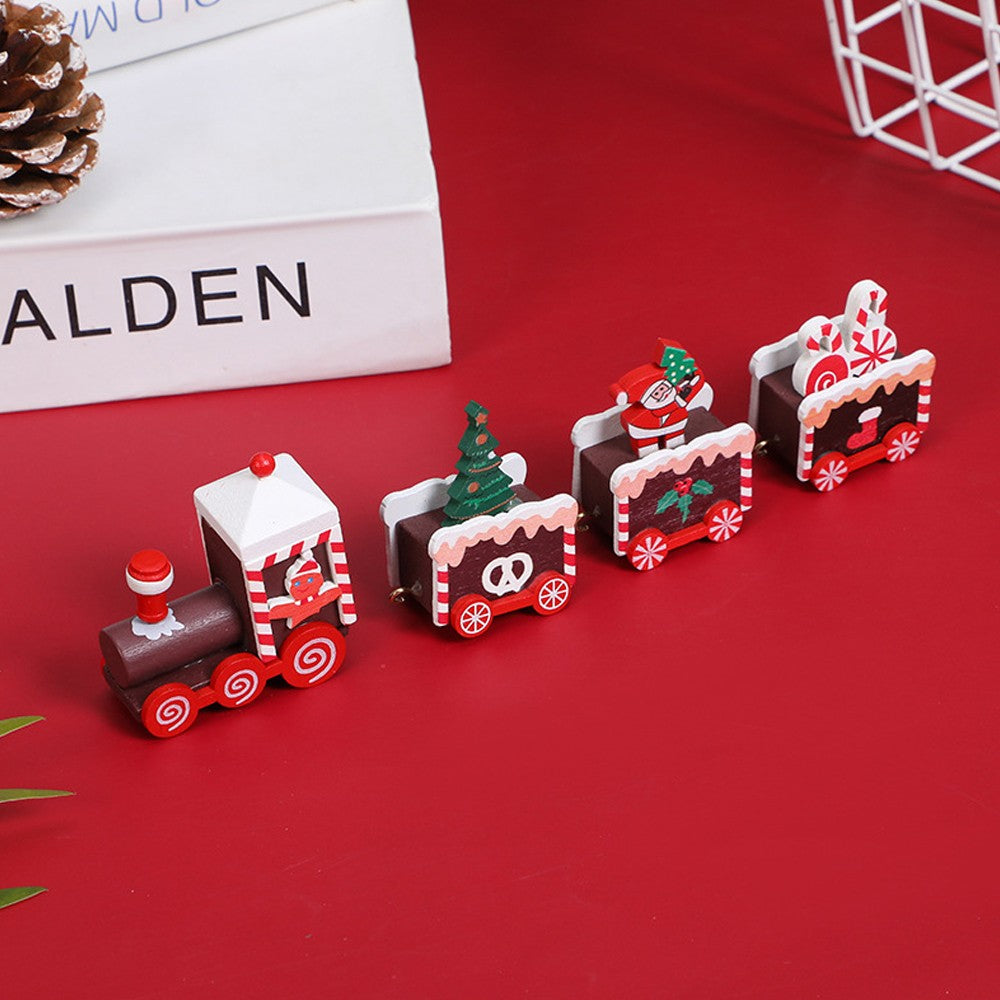 1 Set of Christmas Print Train Ornament Brown Train Head Xmas Decor