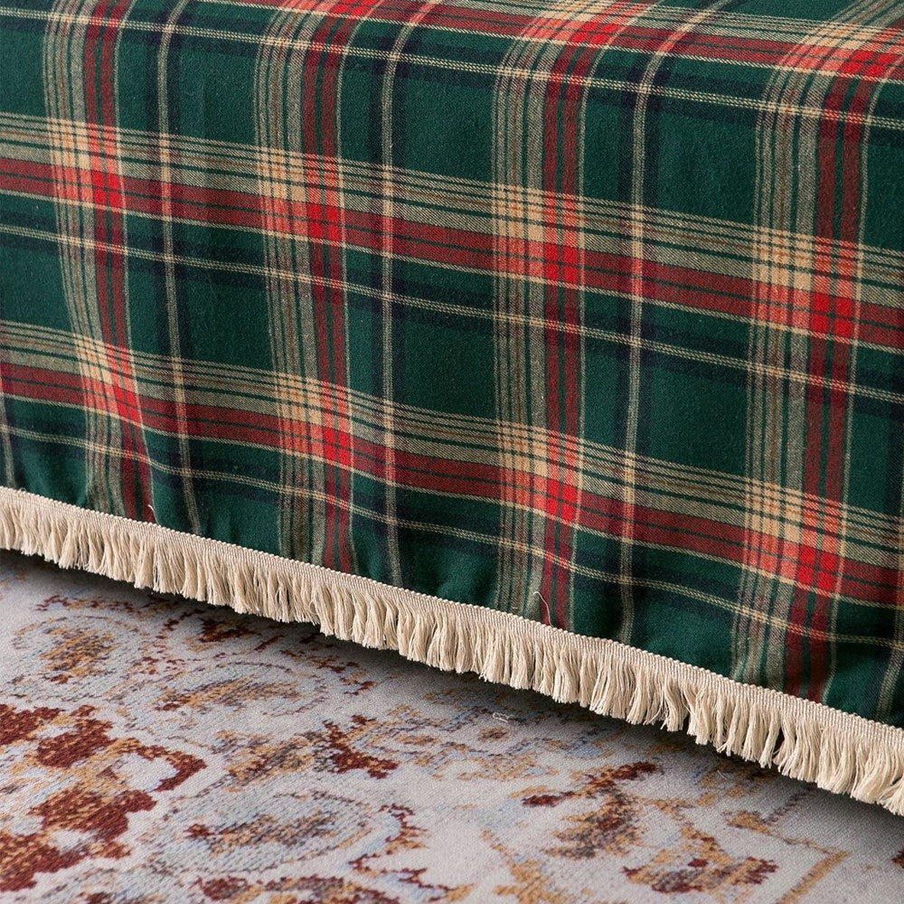 140x180cm Christmas Sofa Seat Cushion Cover Couch Seat Cover - Green Plaid