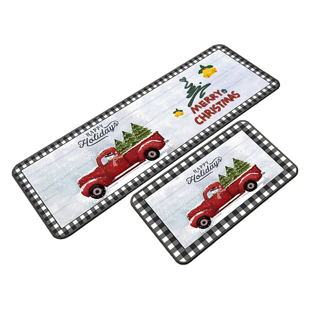 Style3 2 Pieces Christmas Kitchen Rugs Floor Mats