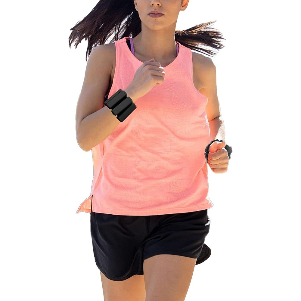 Black Pair of Adjustable Wrist Ankle Weights Unisex Strength Training Set