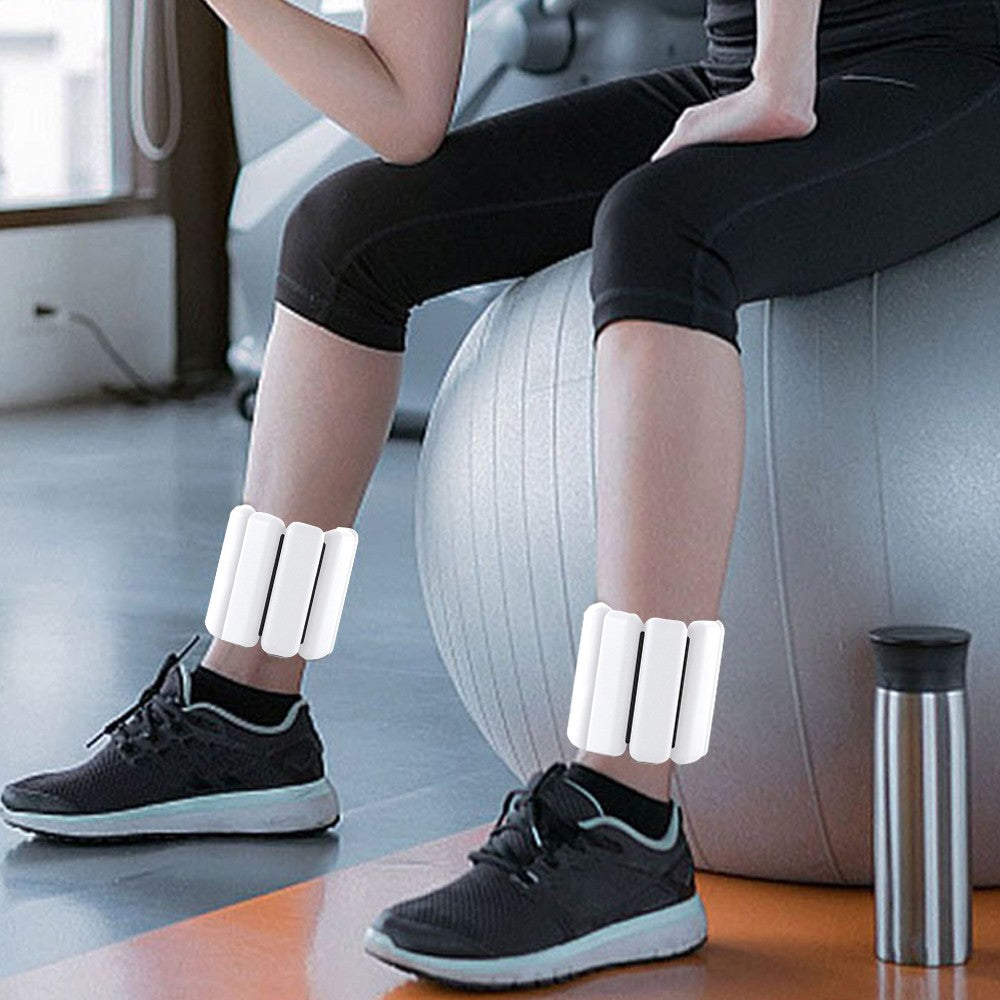 White Pair of Adjustable Wrist Ankle Weights Unisex Strength Training Set