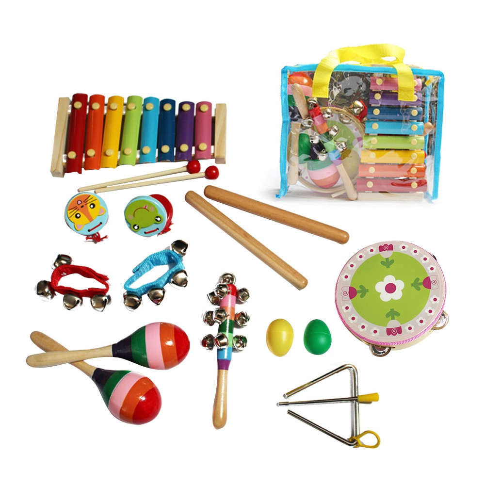 Kids Musical Instrument Set 14pcs Wooden Percussion Musical Toys for Kids