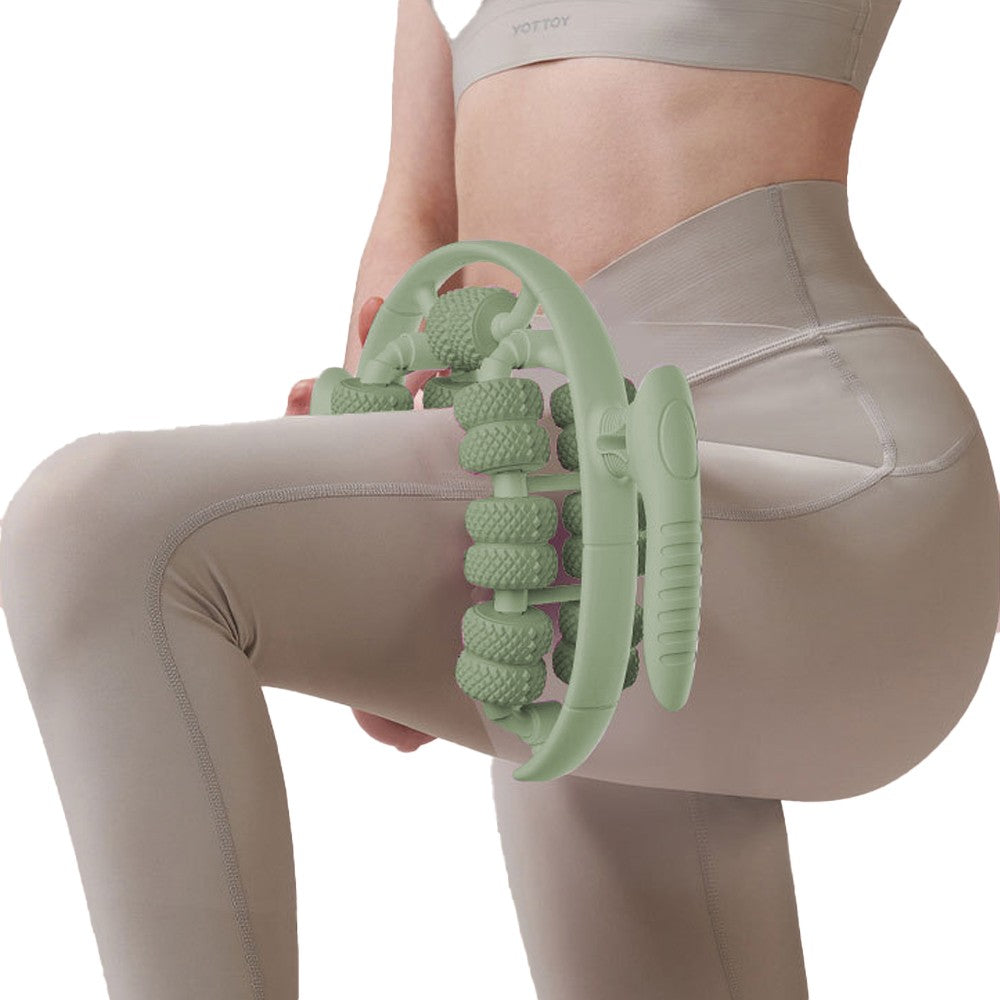 Green 26 Wheels Annular Leg Clamp Massager Leg Massage Device Muscle Relaxer