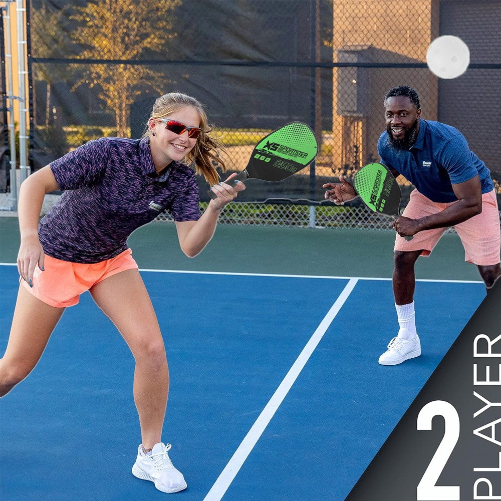 Sports Pickleball Paddle and 4 Balls Set with Carry Bag - Green