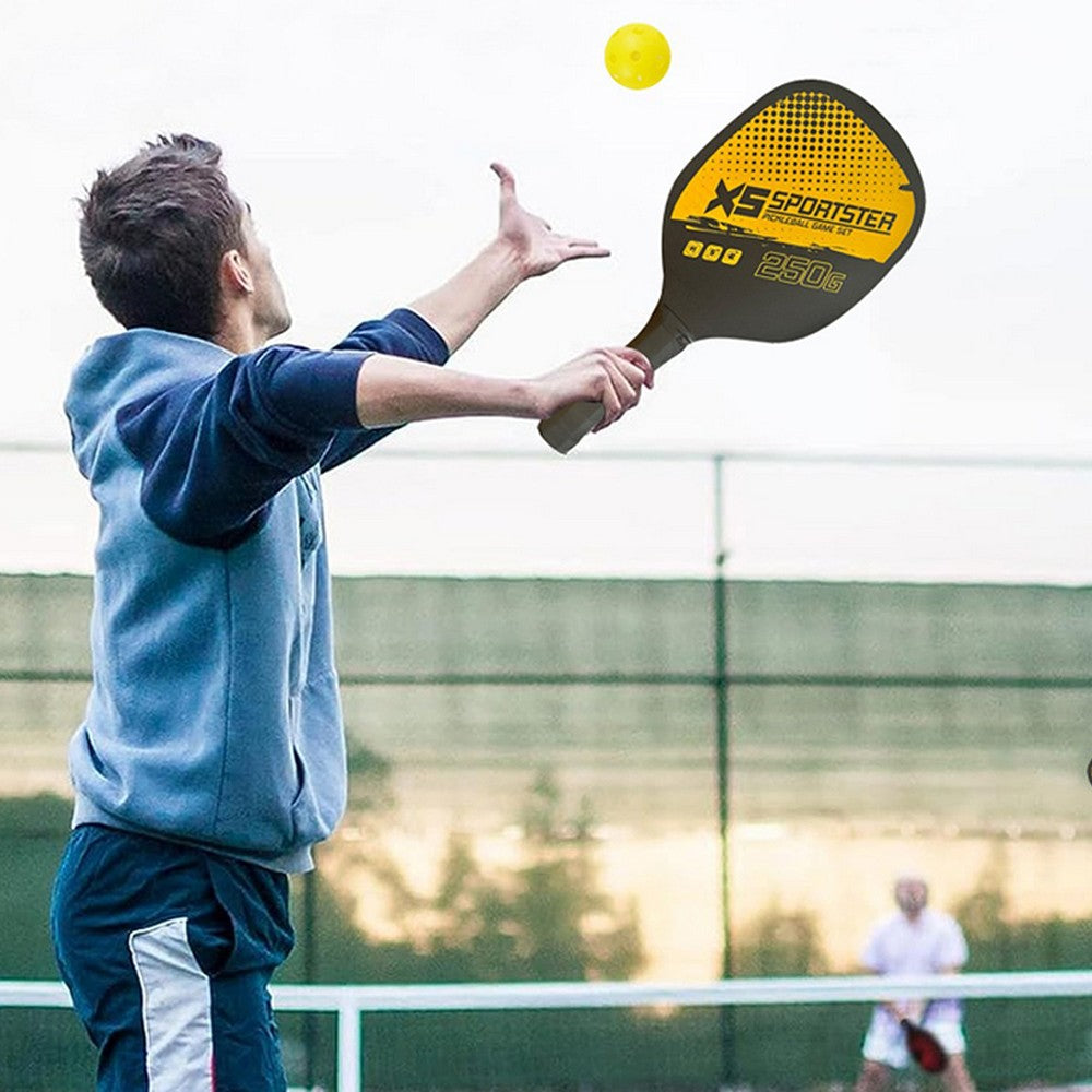 Sports Pickleball Paddle and 4 Balls Set with Carry Bag - Yellow