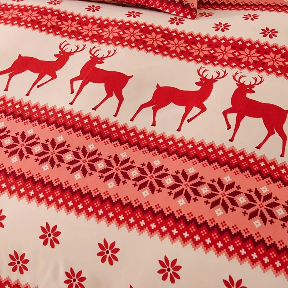 3Pcs Christmas Printed Bedding Set Double Quilt Cover Pillowcases Set Xmas Decor - Style 1