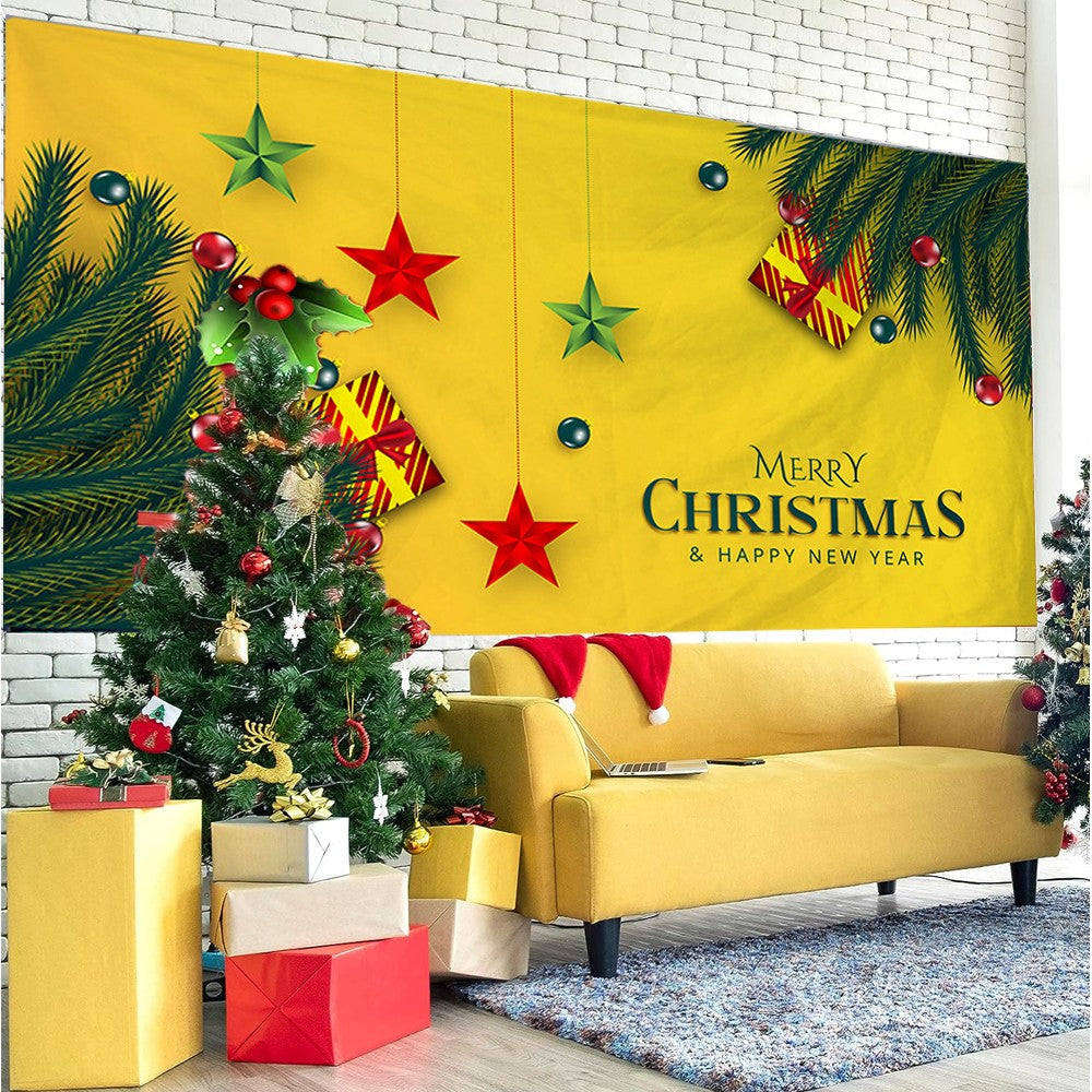 180x150cm Christmas Garage Door Banner Xmas Hanging Backdrop Decoration - Yellow