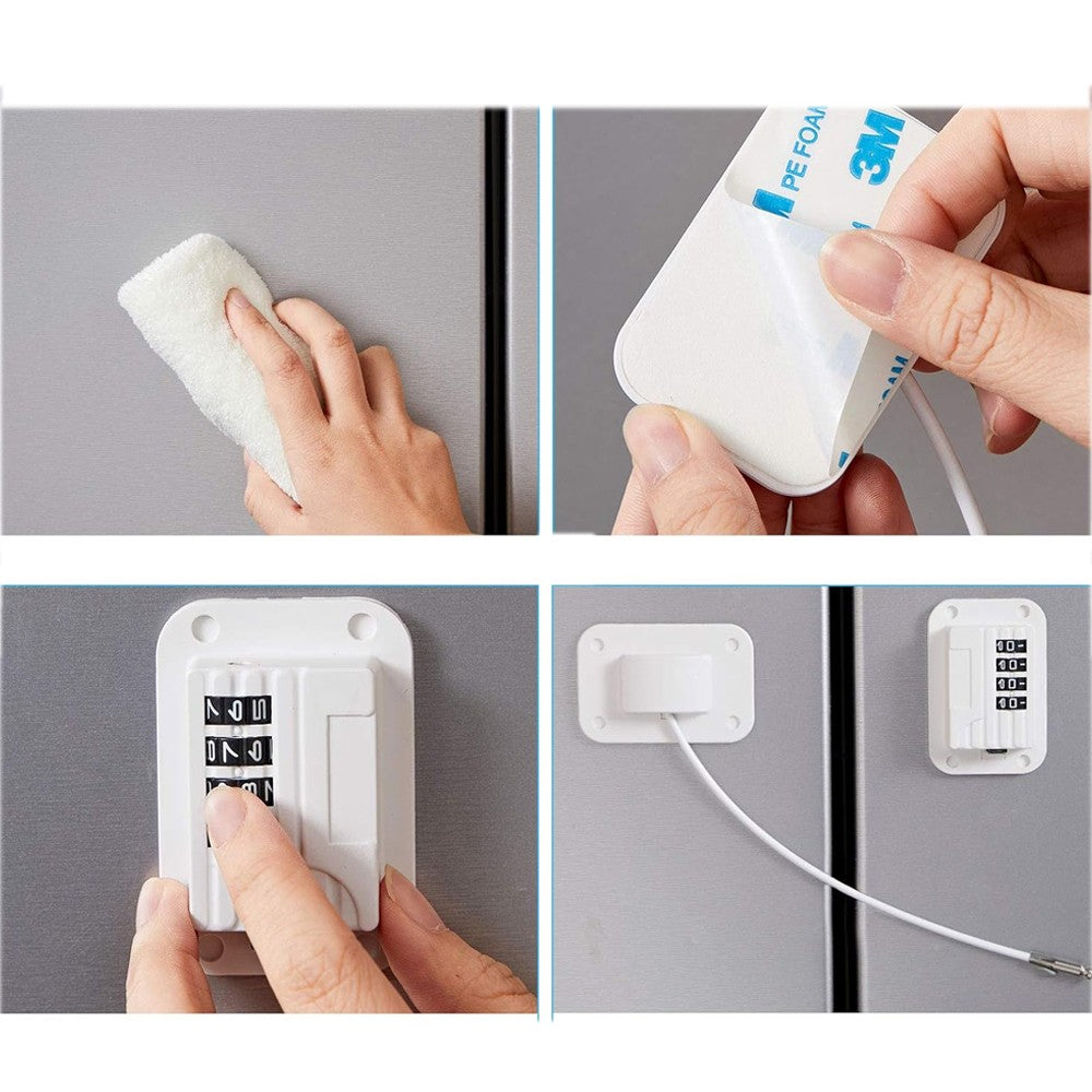 Child Proof Refrigerator Door Lock Child Safety Fridge Locks with Password - White