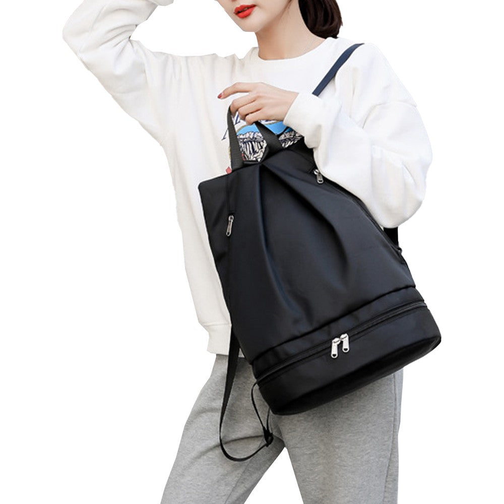 Travel Gym Backpack Dry and Wet Separation Sports Bag with Shoes Compartment - Black
