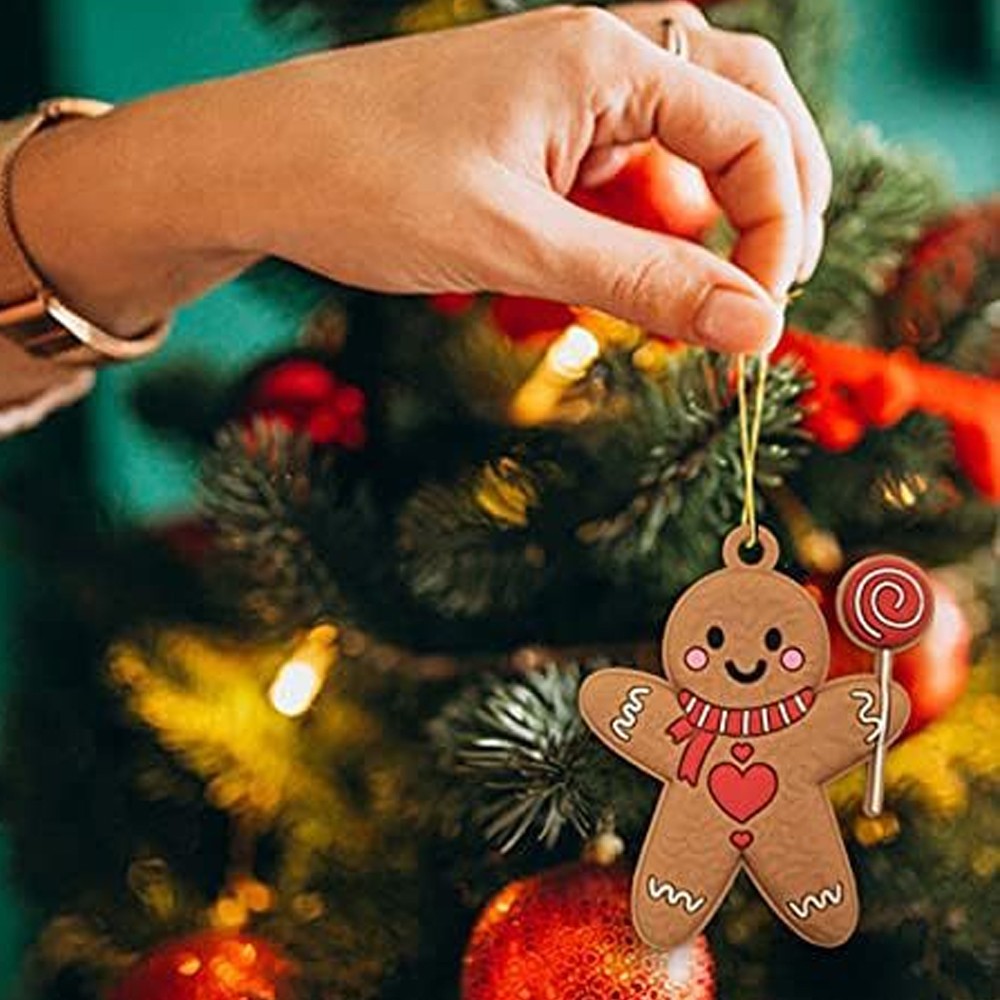 12Pcs Gingerbread Man Christmas Tree Hanging Pendants - Style 2