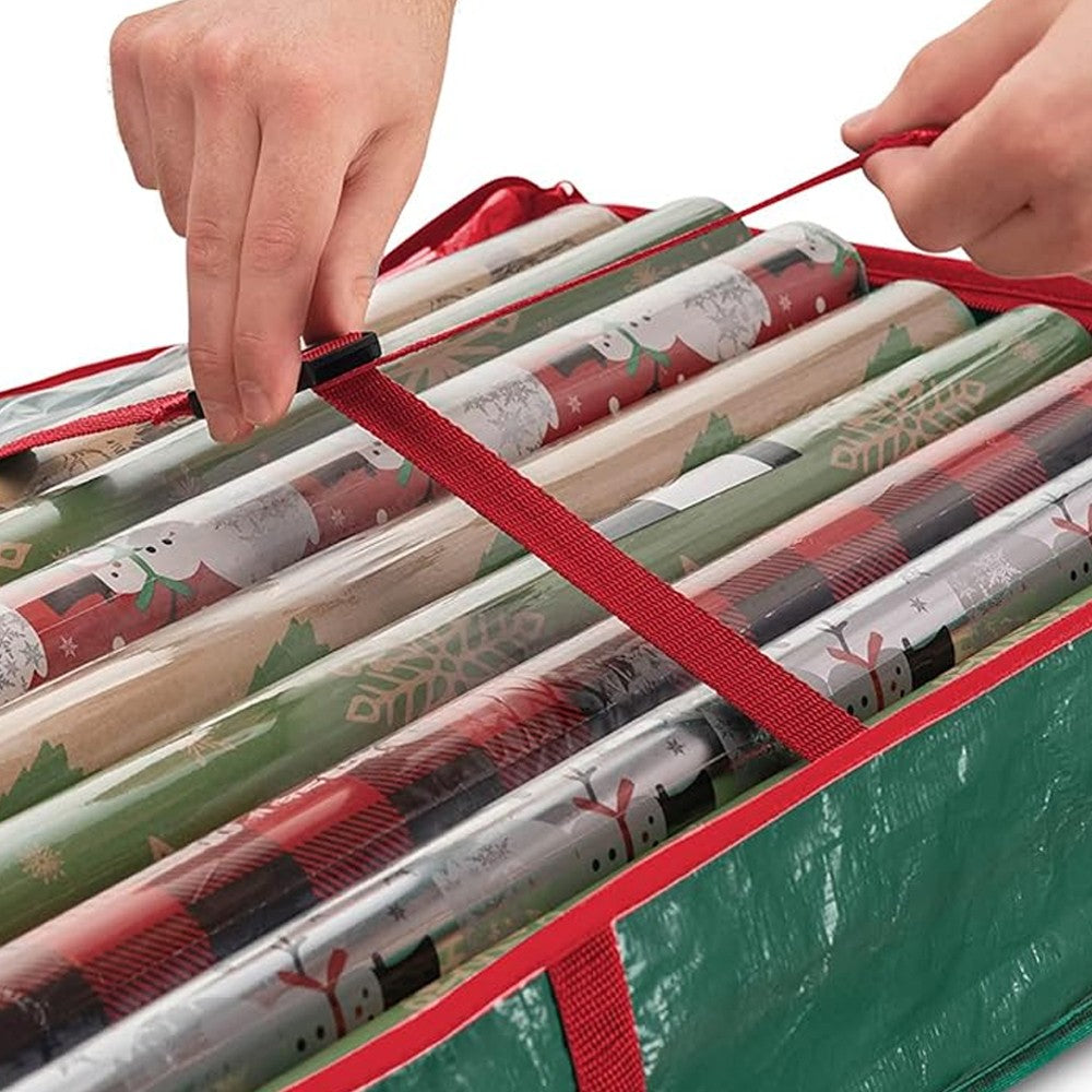 Christmas Wrapping Paper Storage Container Organizer - Green