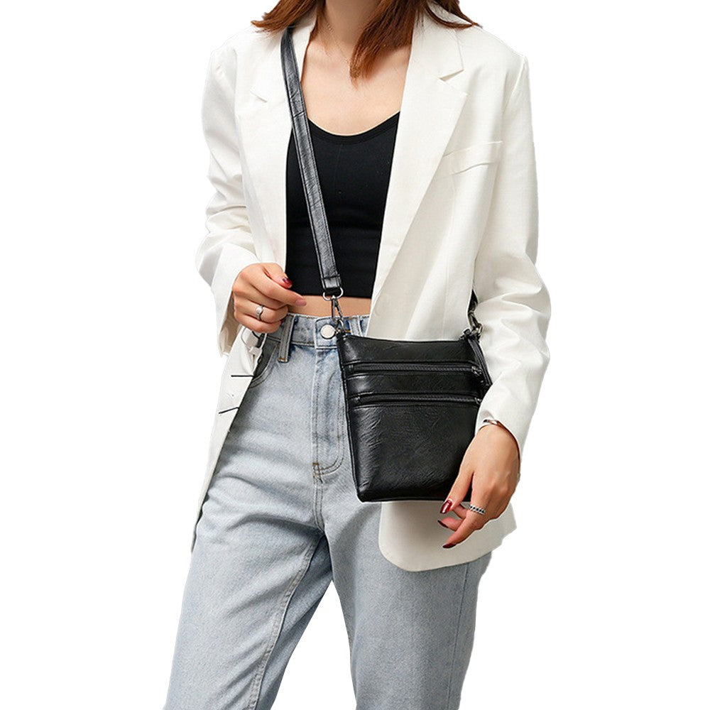 1Pc Multi-Pocket Womens Mobile Phone Bag Crossbody Bag Shoulder Bag - Black