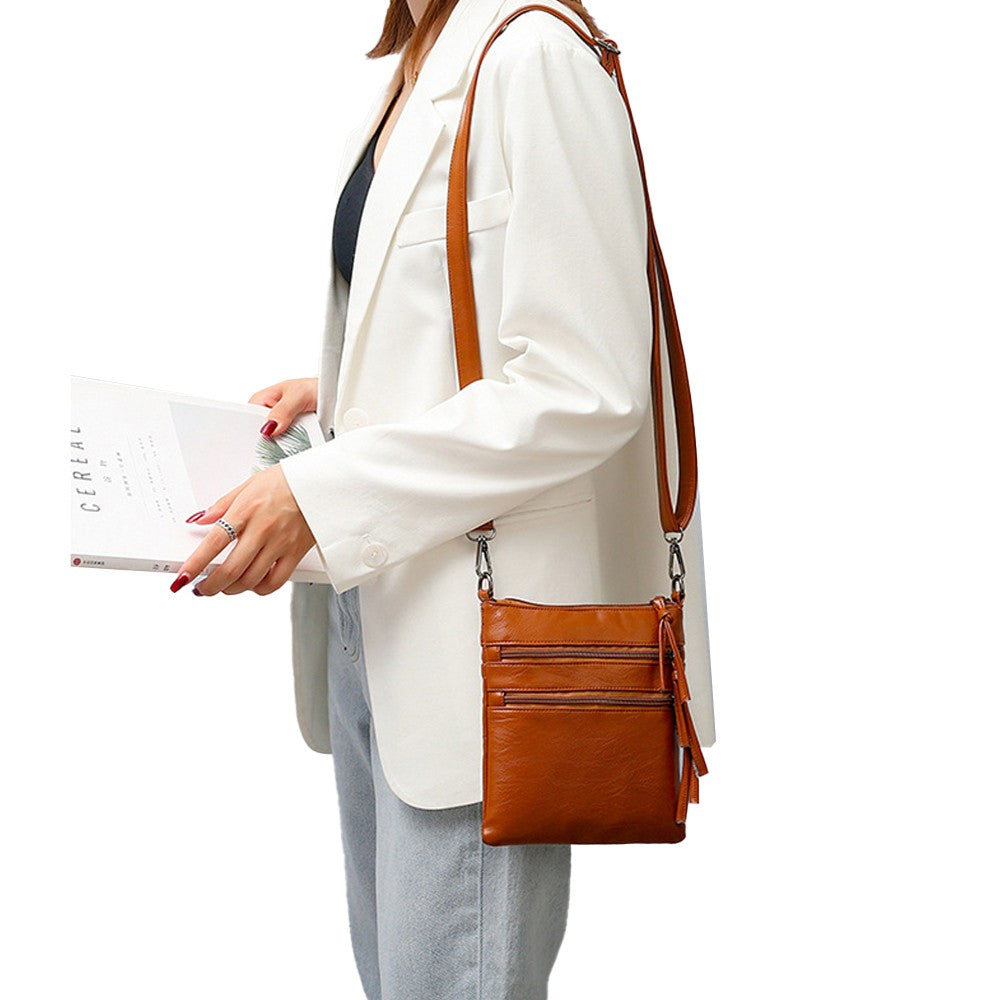 1Pc Multi-Pocket Womens Mobile Phone Bag Crossbody Bag Shoulder Bag - Brown