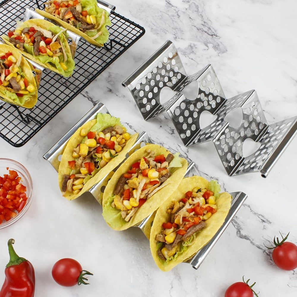 8Pcs Stainless Steel Taco Holders Taco Stand Taco Tray Rack
