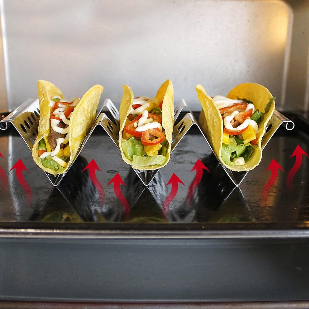 8Pcs Stainless Steel Taco Holders Taco Stand Taco Tray Rack