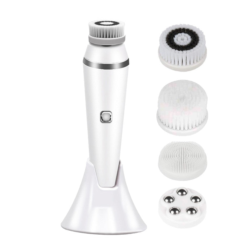 4-in-1 Electric Face Cleansing Brush Facial Massage Brush Beauty Tool - White
