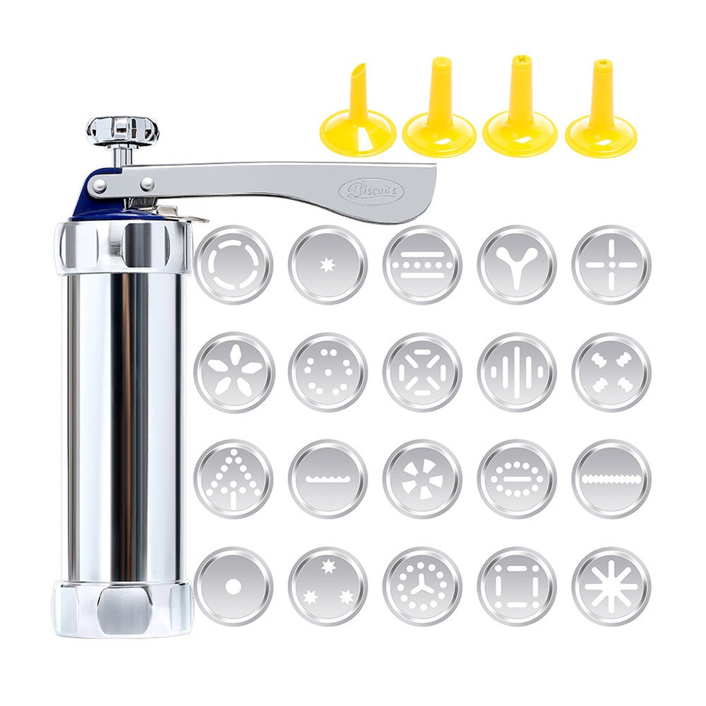 Cookie Press Gun Set Biscuit Maker with 20 Cookie Stencil Discs and 4 Icing Tips