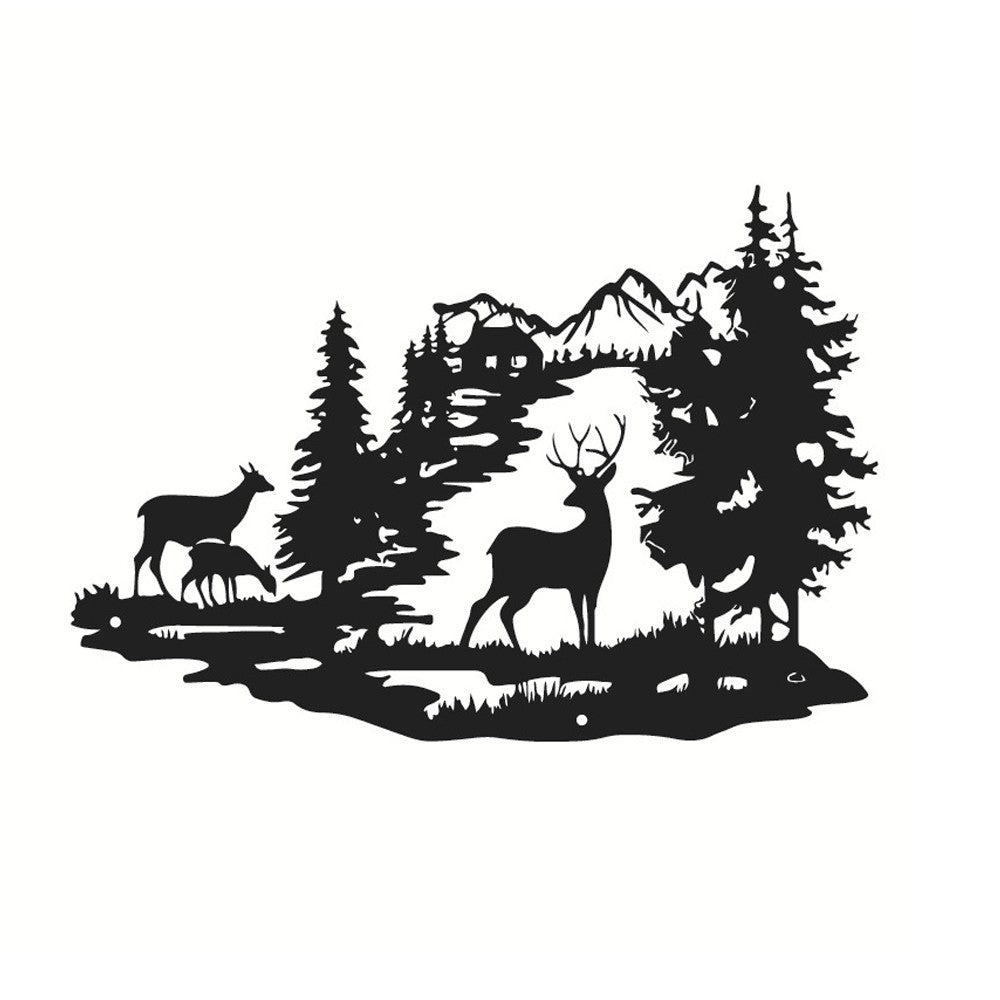 Metal Wall Art Decor Deer Family Wall Hangings Interior Decoration - Style 1