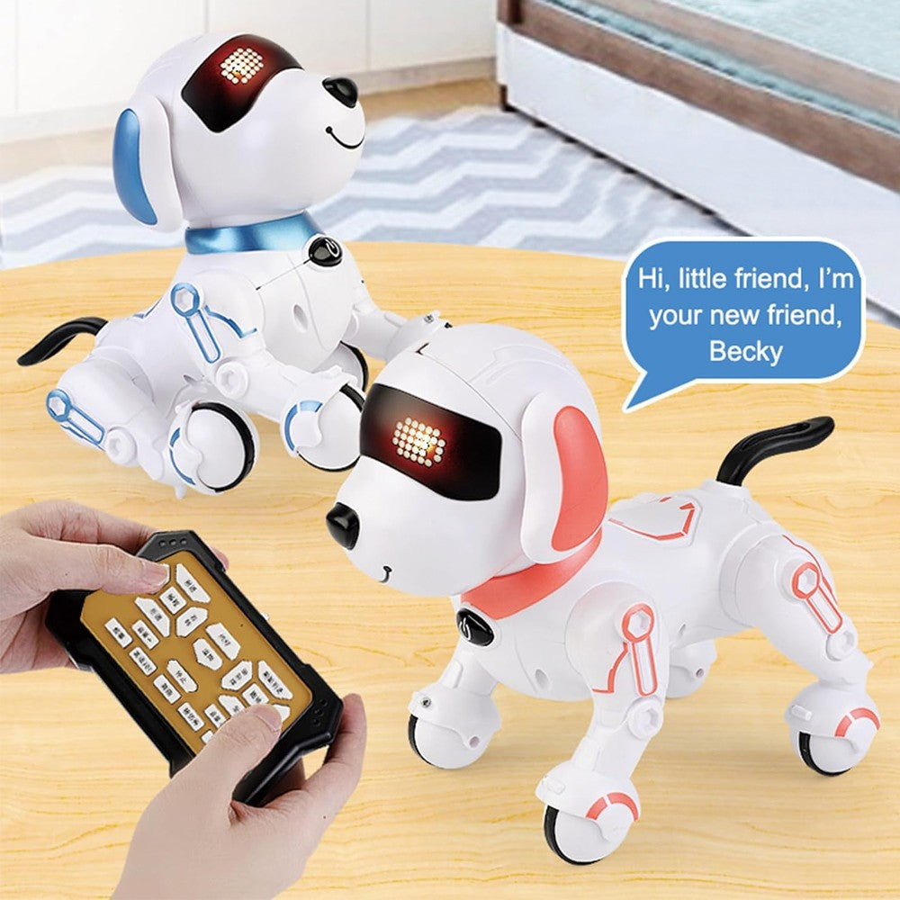 Kids Interactive Robot Dog Toy Remote Control Toy Programmable RC Pet Dog - Pink