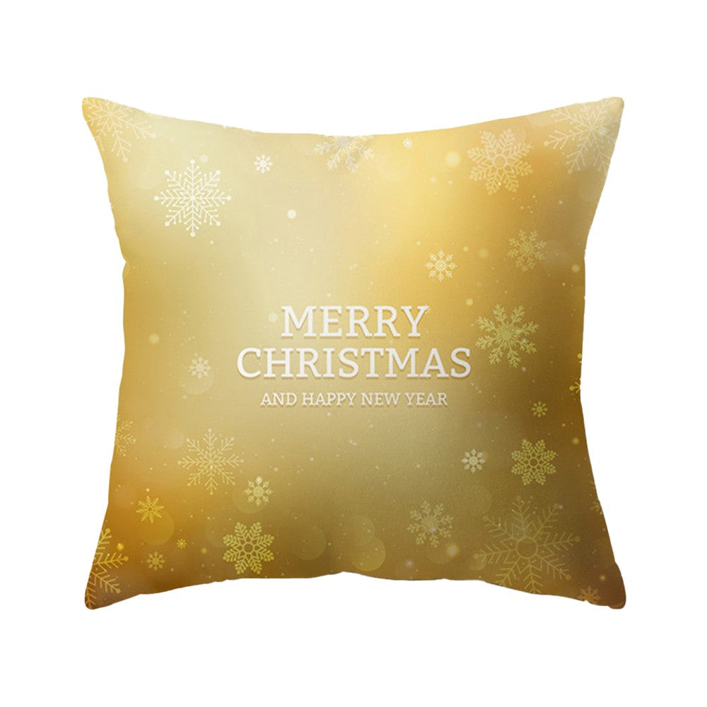 4Pcs 45x45cm Christmas Printed Pillow Case Sofa Throw Pillowcase Cushion Cover - Gold Series