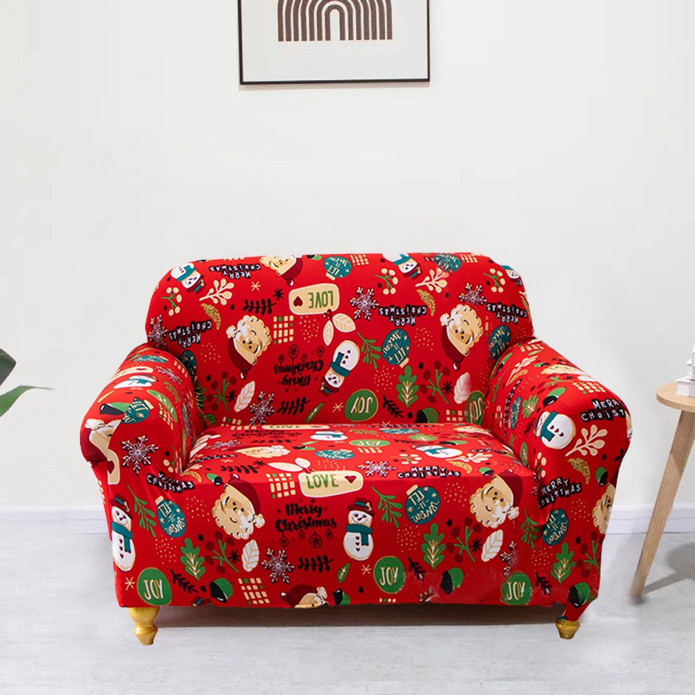 For 1-Seater Christmas Theme Stretch Sofa Cover Couch Cover Slipcover - Style 3