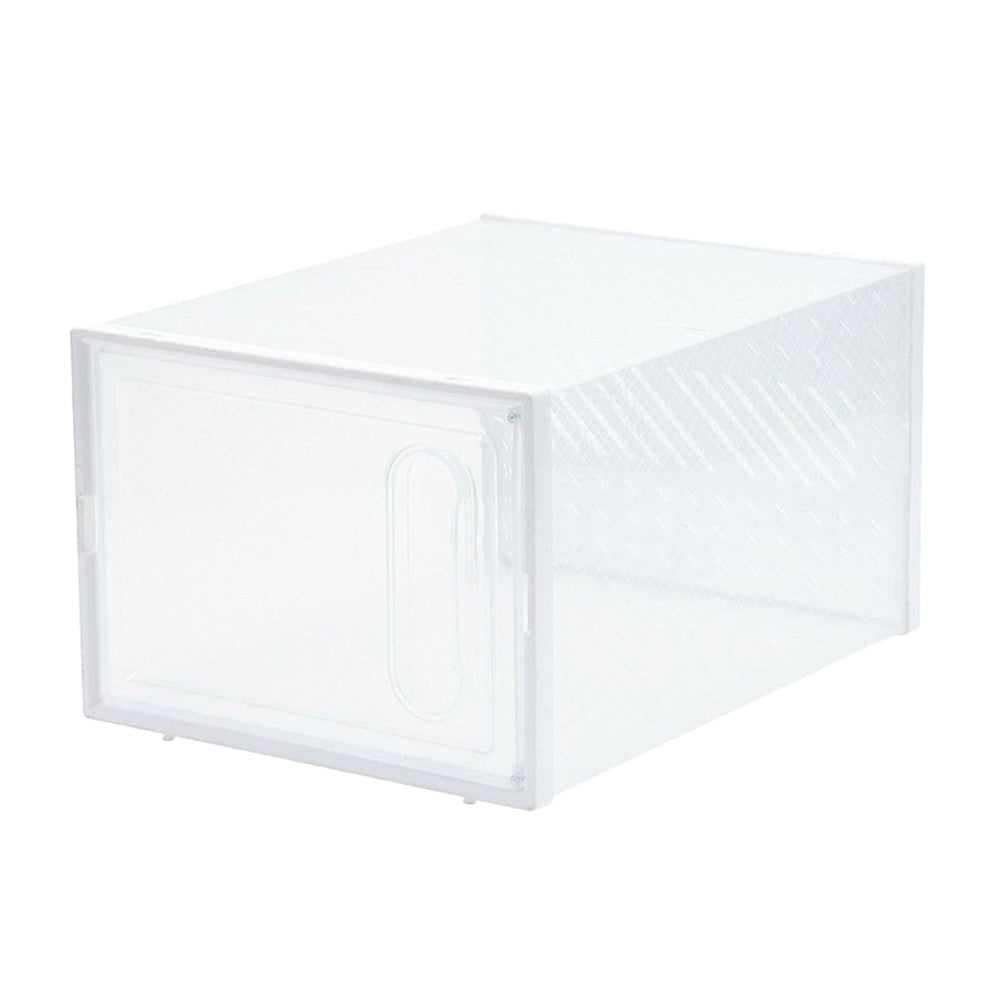 4Pcs Stackable Clear Shoe Boxes with Magnetic Door Sneaker Plastic Storage Box - White