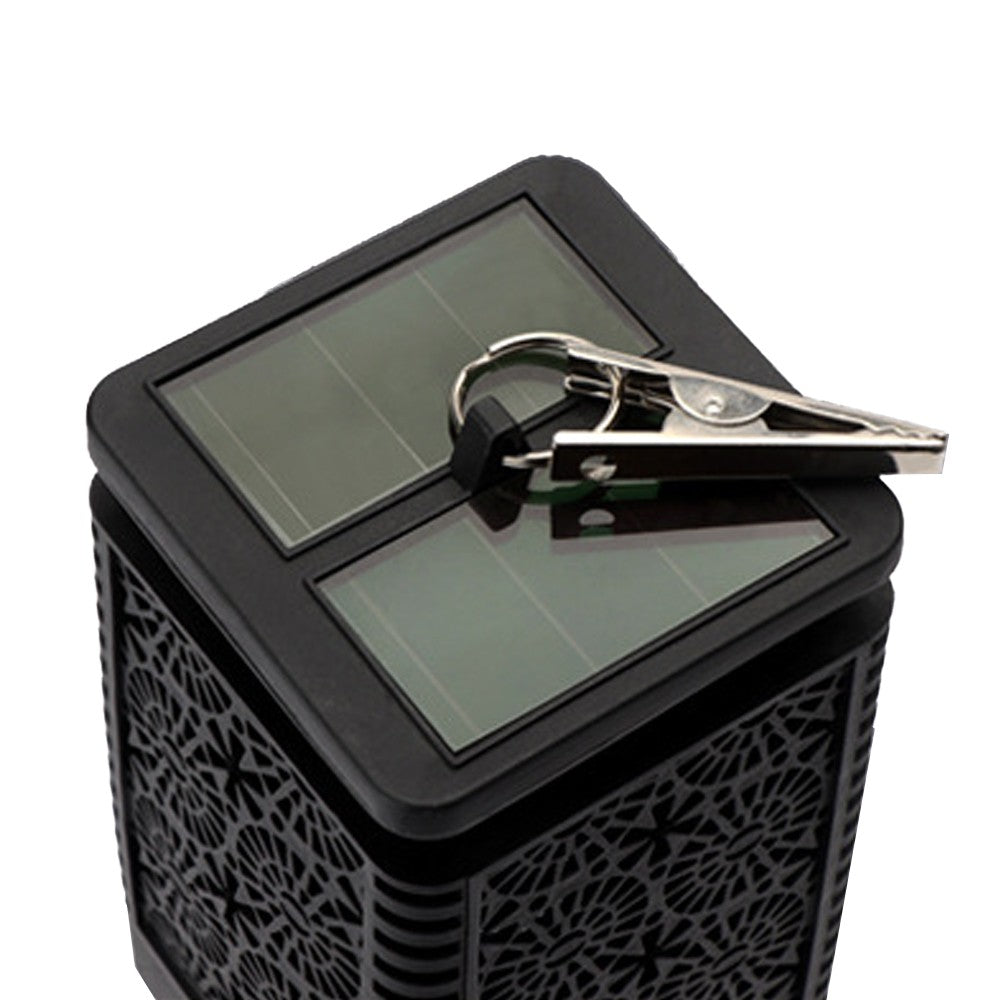 2xFlickering Flame Lantern Circular Cutout Pattern Decorative Solar Lights