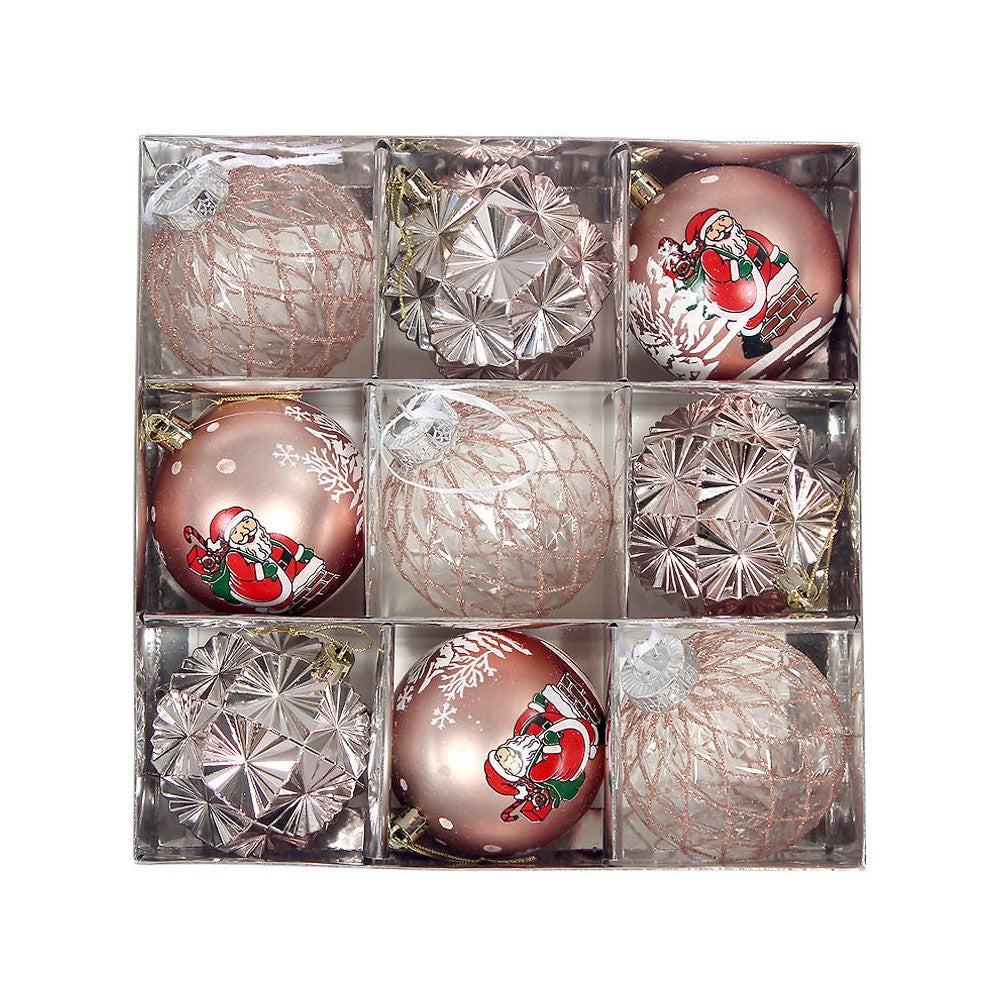 9Pcs Christmas Tree Hanging Balls Decorations Baubles Party Ornaments - Rose Gold