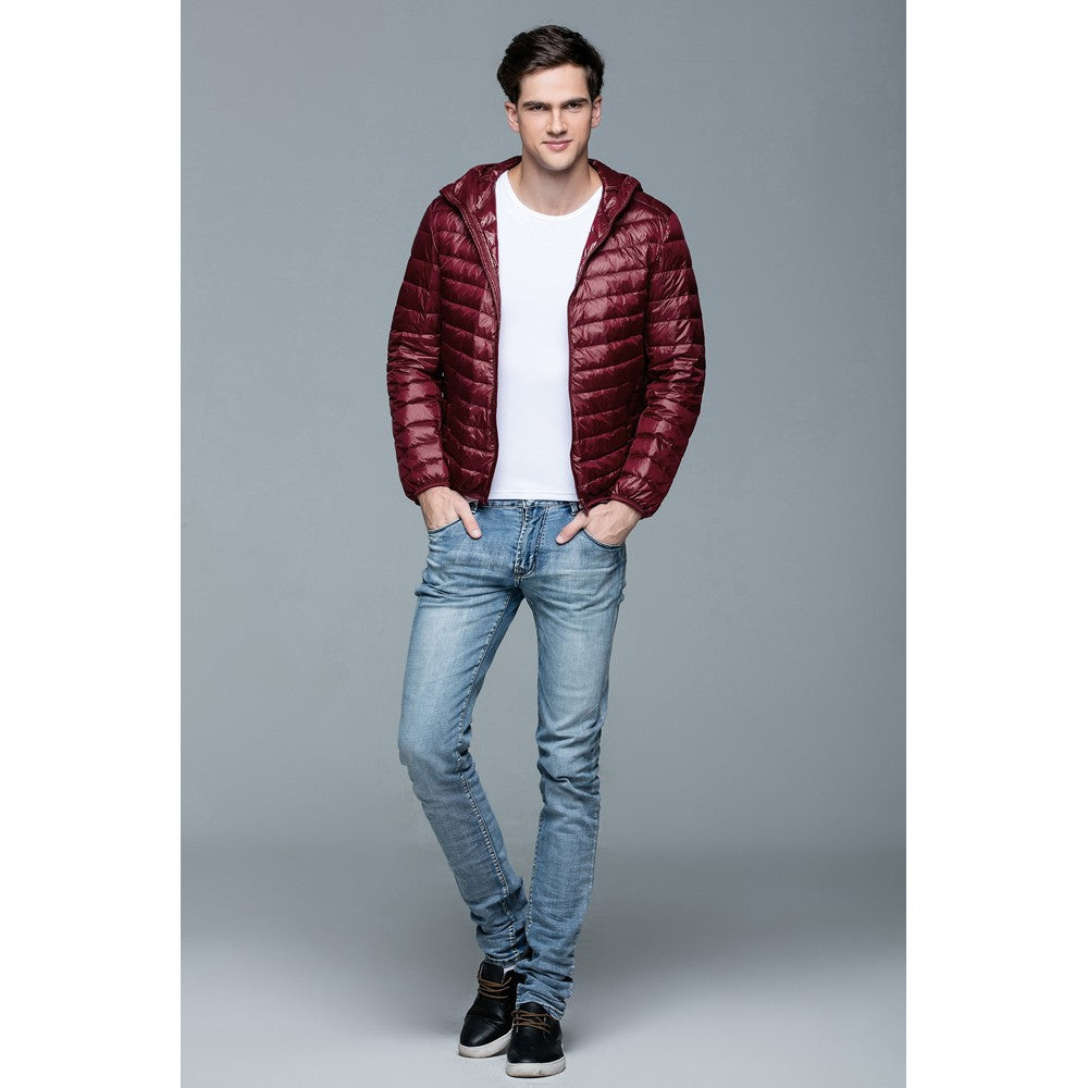 Mens Hooded Warm Jacket K-6007 Winered