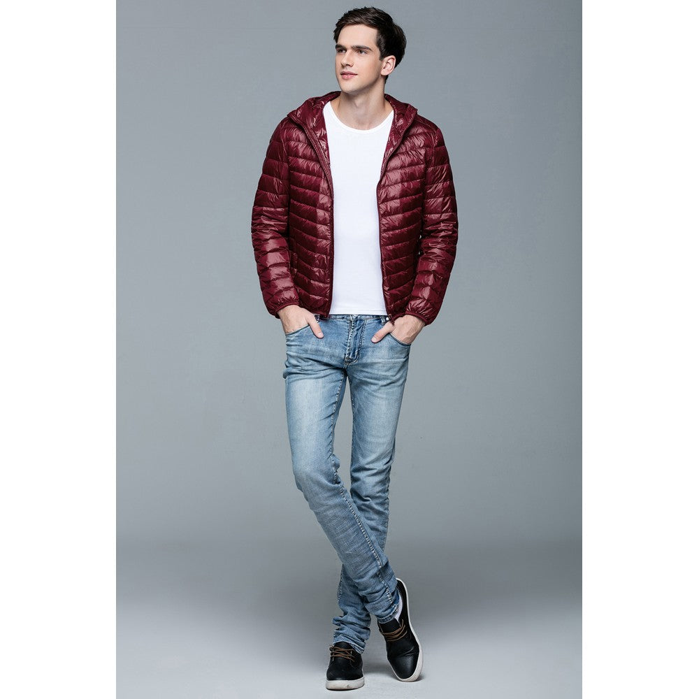 Mens Hooded Warm Jacket K-6007 Winered