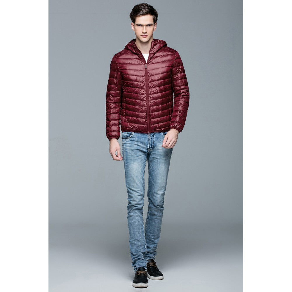 Mens Hooded Warm Jacket K-6007 Winered