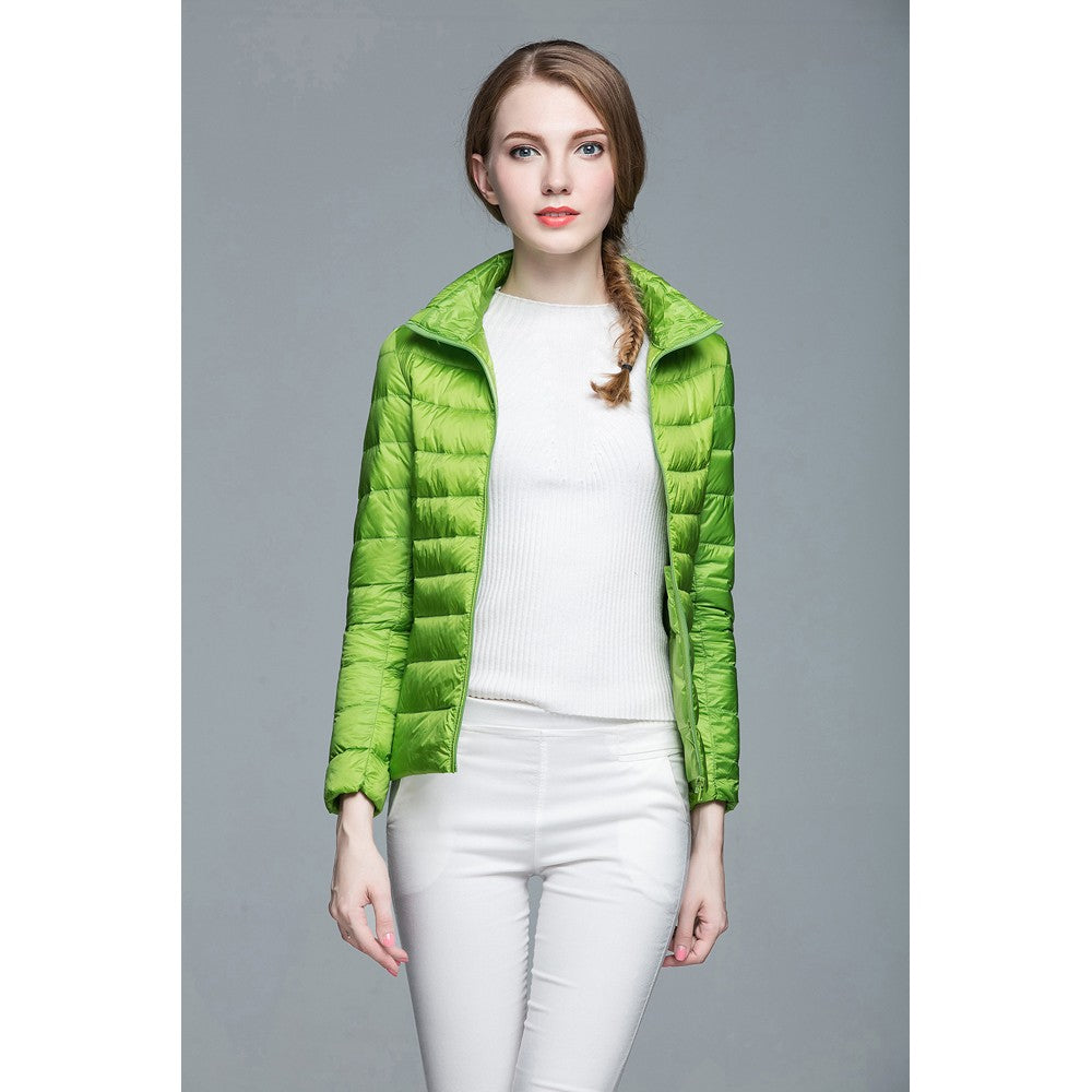 Womens Stand-up Collar Jacket K-6002 Green