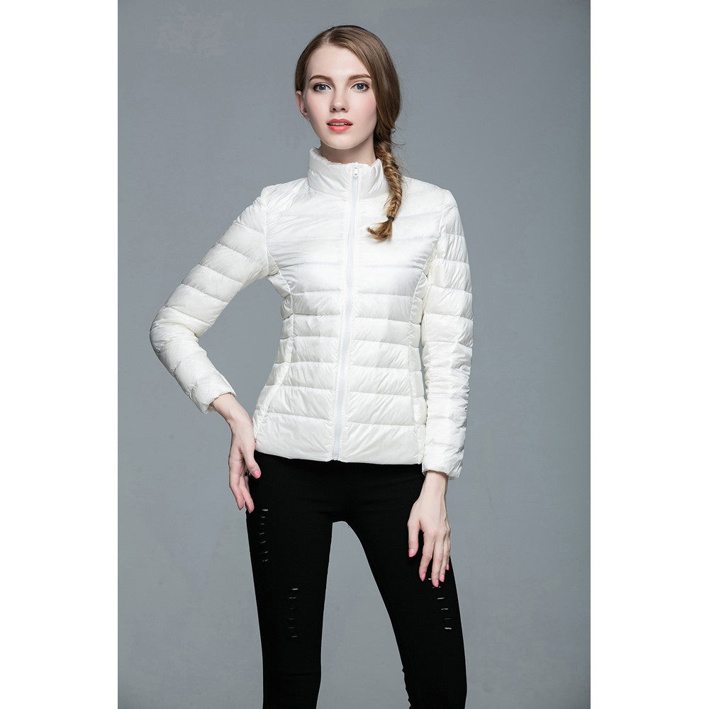 Womens Stand-up Collar Jacket K-6002 White
