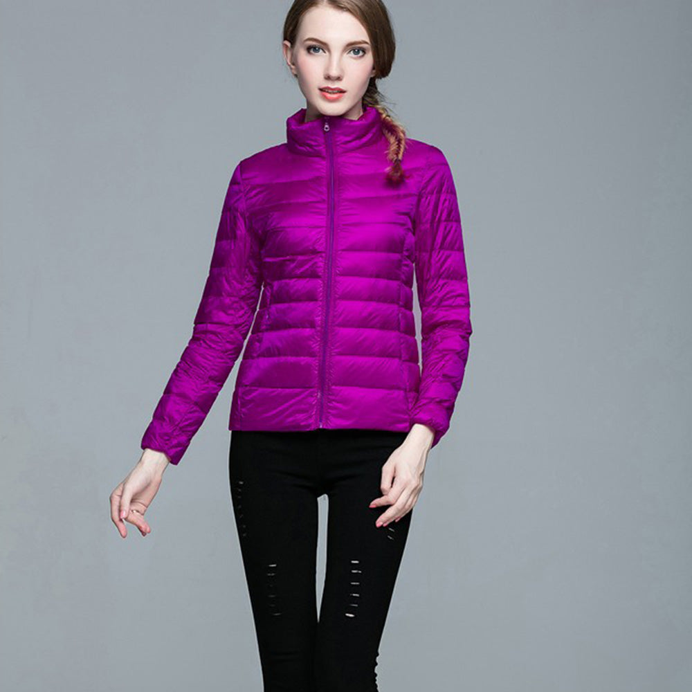 Womens Stand-up Collar Jacket K-6002 Purple