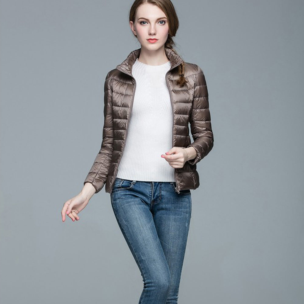 Womens Stand-up Collar Jacket K-6002 Coffee