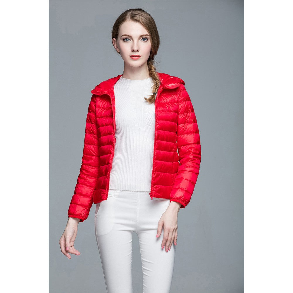 Womens Hooded Warm Jacket K-6003 Red